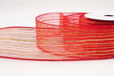 Red/Gold Metallic Sheer Fine Pinstripe Ribbon_KW0456GC-7G-7